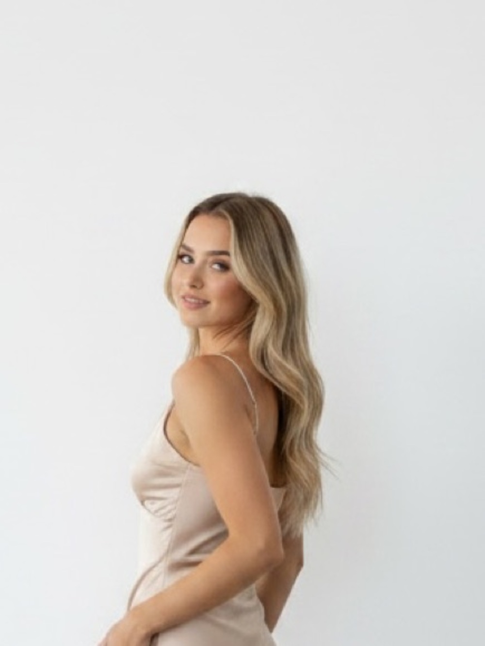 Satin Slip Midi Dress in Champagne - Picture 4 of 4